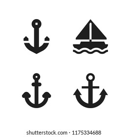 sailing icon. 4 sailing vector icons set. anchor and sailboat icons for web and design about sailing theme