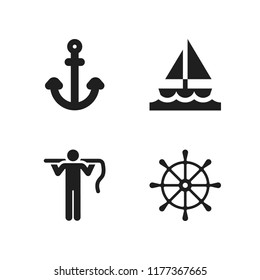 sailing icon. 4 sailing vector icons set. rudder, sailboat and anchor icons for web and design about sailing theme