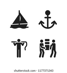 sailing icon. 4 sailing vector icons set. anchor, sailboat and carrier icons for web and design about sailing theme svg