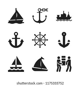 sailing icon. 9 sailing vector icons set. sailboat, carrier and merchant ship icons for web and design about sailing theme