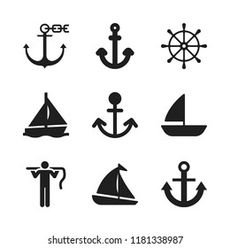 sailing icon. 9 sailing vector icons set. carrier, sailboat and rudder icons for web and design about sailing theme