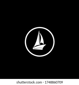 Sailing icon with a black background