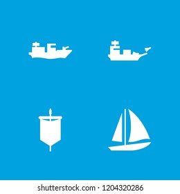 Sailing icon. collection of 4 sailing filled icons such as sail, water military. editable sailing icons for web and mobile.