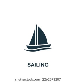 Sailing icon. Monochrome simple sign from hobby collection. Sailing icon for logo, templates, web design and infographics.