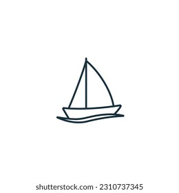 Sailing icon. Monochrome simple sign from hobby collection. Sailing icon for logo, templates, web design and infographics.