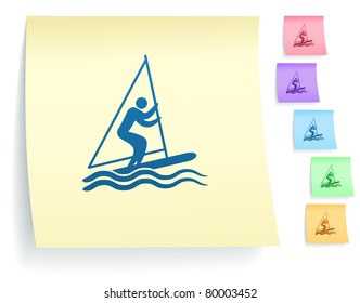 Sailing Icon on Paper Note Collection Original Illustration