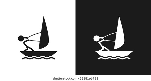 Sailing icon pictogram vector design. Stick figure man on the sail vector icon sign symbol pictogram