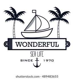 sailing icon sea life design