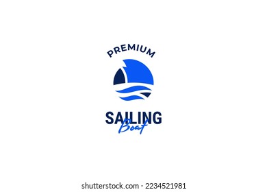 Sailing icon with sea logo design vector template illustration idea