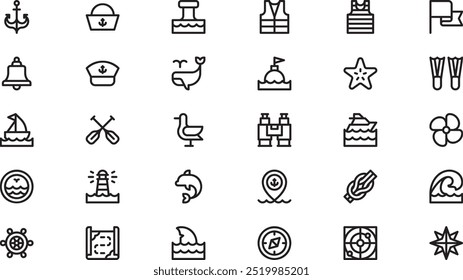 Sailing icons High-Quality Vector Icons Collection with Editable Stroke. Ideal for Professional and Creative Projects.