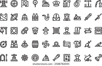 Sailing icons High-Quality Vector Icons Collection with Editable Stroke. Ideal for Professional and Creative Projects.