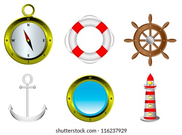 Sailing icons isolated on white background - vector illustration