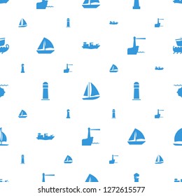 sailing icons pattern seamless white background. Included editable filled water military, sailboat, lighthouse icons. sailing icons for web and mobile.