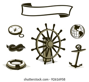 Sailing icons set