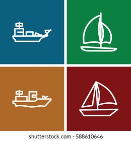 sailing icons set. Set of 4 sailing outline icons such as water military