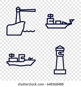 Sailing icons set. set of 4 sailing outline icons such as lighthouse