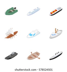 Sailing icons set. Isometric 3d illustration of 9 sailing vector icons for web