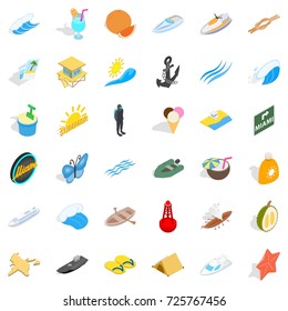 Sailing icons set. Isometric style of 36 sailing vector icons for web isolated on white background