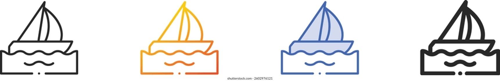 sailing icon.Thin Linear, Gradient, Blue Stroke and bold Style Design Isolated On White Background