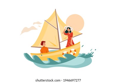 Sailing Illustration concept. Flat illustration isolated on white background.