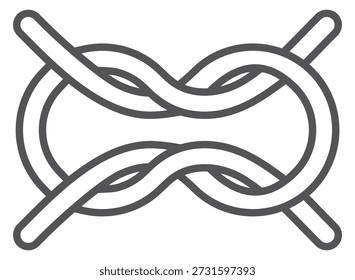 Icono de línea de nudo de vela. Bucle del cordón náutico
