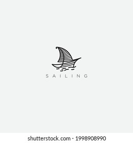 sailing line art vintage simple logo minimalist