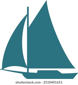 Sailing logo. Blue marine ship color icon