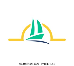 Sailing logo boat sail vector ship 