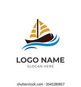 Design-Design-Vektor für Segellogo mit flachem bunten Stil