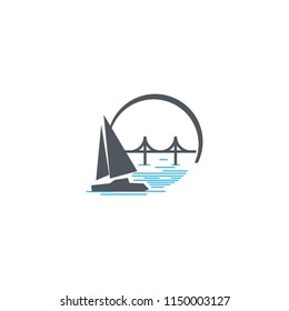 sailing logo element fun modern circle sport activity illustration for nautical and outdoor design template