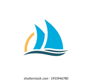Sailing logo sail boat vector 
