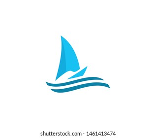 Sailing logo sailboat wave vector 