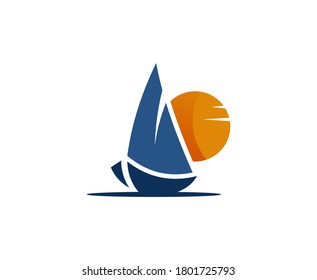 Sailing logo ship sun vector 