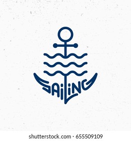 Diseño de la plantilla del logotipo de navegación con un anclaje estilizado. Ilustración vectorial.