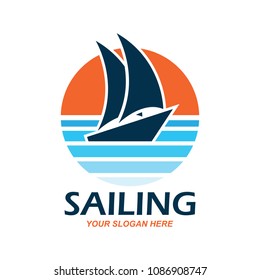 sailing logo with text space for your slogan / tag line, vector illustration