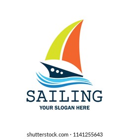 sailing logo with text space for your slogan / tag line, vector illustration