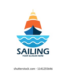 sailing logo with text space for your slogan / tag line, vector illustration