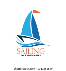 sailing logo with text space for your slogan / tag line, vector illustration