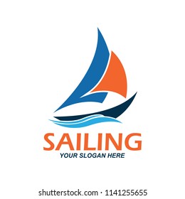 sailing logo with text space for your slogan / tag line, vector illustration