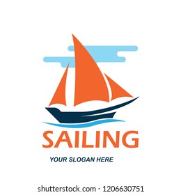 sailing logo with text space for your slogan / tag line, vector illustration