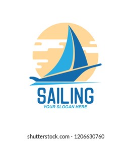 sailing logo with text space for your slogan / tag line, vector illustration