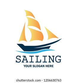 sailing logo with text space for your slogan / tag line, vector illustration