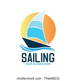 sailing logo with text space for your slogan / tag line, vector illustration