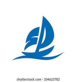 sailing logo vector. s and p forming a boat shape.