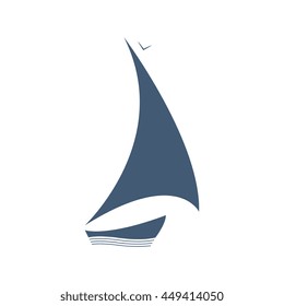 sailing logo/ vector ship on the waves 