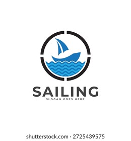 Plantilla de Vector de logotipo de vela para diseño corporativo y turístico