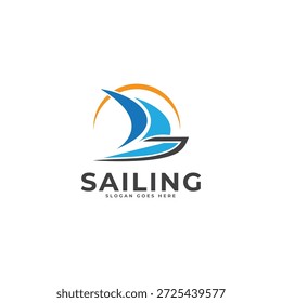 Plantilla de Vector de logotipo de vela para diseño corporativo y turístico
