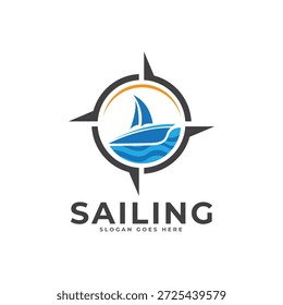 Plantilla de Vector de logotipo de vela para diseño corporativo y turístico