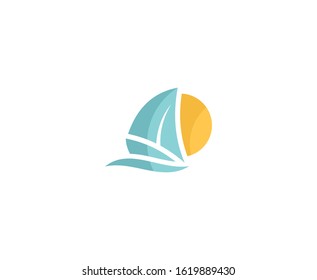 Sailing logo vector wave sun 