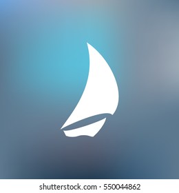 Sailing logo, yacht on waves vector icon